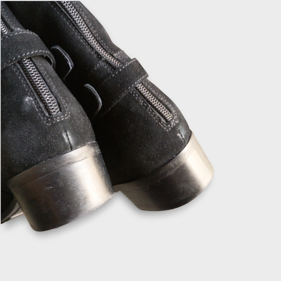 Aquatalia Black Suede Heeled Boots Women's Size 11 - Picture 7 of 10